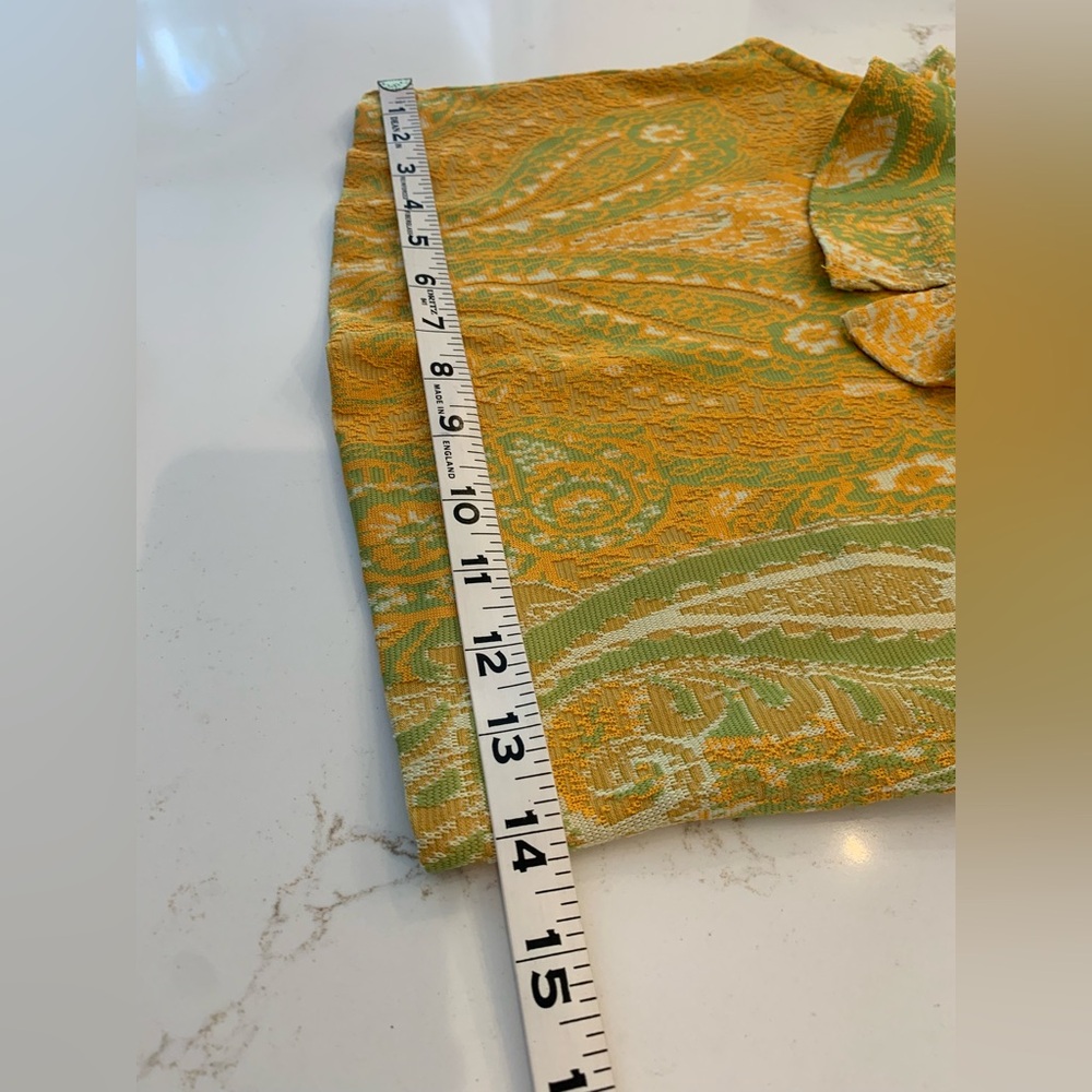 Zara Blouse Size Large Jacquard Paisley Print Ruffle Scoop Neck Top NEW - Picture 4 of 12